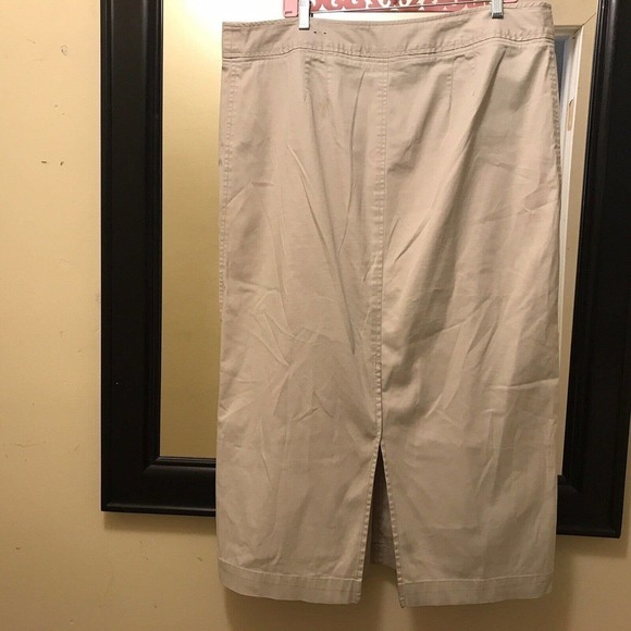 Venezia Straight Denim Midi Skirt Plus Sz18 Beige Slit Back Pockets Used - Picture 2 of 16